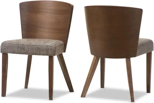 Vista 5 de Baxton Studio Silla de comedor moderna de madera de gorrión, marrón, juego de 2, 20.62 pulgadas de largo x 22 pulgadas de ancho x 31.25 pulgadas