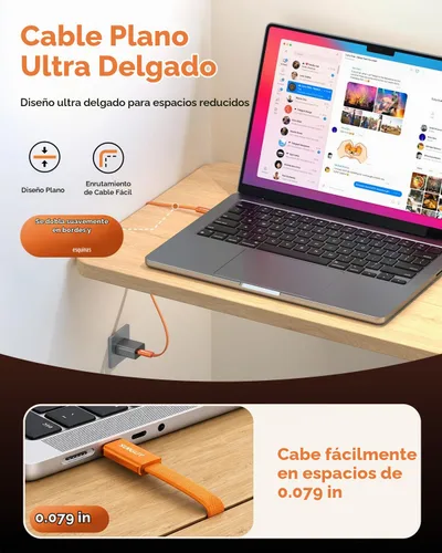 Vista 3 de Cable USB C corto de 6 pulgadas [2 paquetes], cable USB C a C delgado de 60