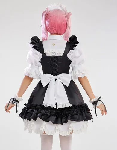 Vista 2 de miccostumes Disfraz de sirvienta para mujer, disfraz de cosplay con enagua