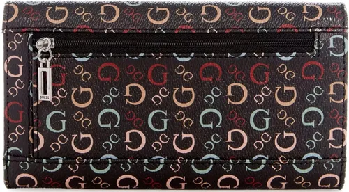Vista 2 de GUESS Bolso de embrague delgado de cuero sintético con estampado de logotipo para mujer - Negro Multi, Negro