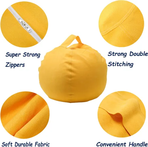Vista 3 de Funda para puf de almacenamiento de animales de peluche para niños y niñas, organizador de almacenamiento de juguetes extra grande, puf sin relleno