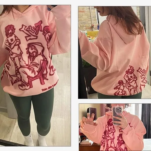 Vista 8 de Streetwear - Sudadera con capucha de algodón con estampado de ojo de mundo