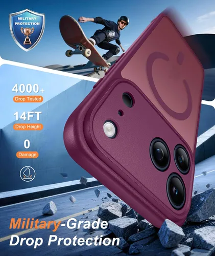 Vista 916 de FNTCASE Funda para iPhone 17 Pro: Fundas delgadas translúcidas de color azul claro compatibles con MagSafe, protección completa de la cámara
