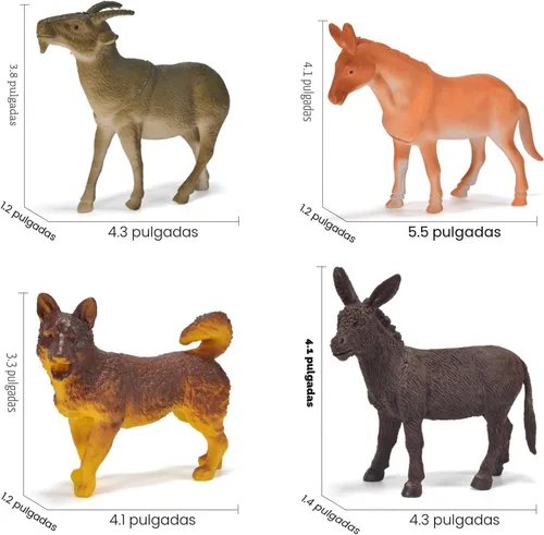 Vista 4 de Paquete de 12 juguetes de animales de granja grandes para niños de 3 a 5 años de 1 a 3 años, figuras educativas realistas de animales de granja