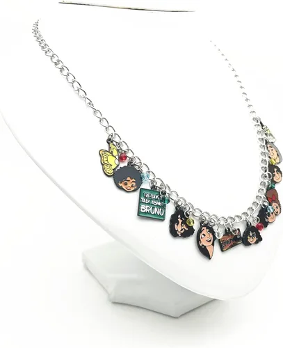 Vista 5 de TKLPP Collar con dije de Encanto Madrigal de la familia con dibujos animados de metal de Maribel Bruno Isabella Encanto para mujer y niña, Zinc, 0