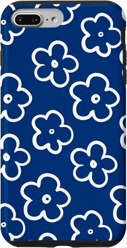 Vista 12 de Lindo patrón de flores silvestres azul marino y blanco floral caso para iPhone 17