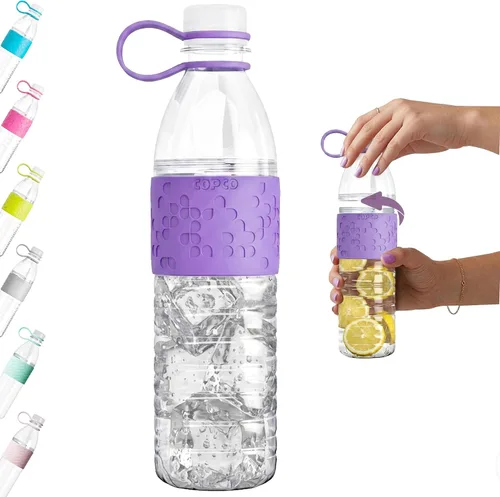 Vista 11 de Copco Hydra - Botella de agua de Tritan de 20 onzas con tapa resistente a derrames y funda antideslizante, sin BPA, apta para lavavajillas, cabe