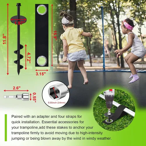 Vista 3 de Anclajes de suelo Eurmax USA Anclajes de trampolines con tornillo para vientos fuertes Estacas de tienda de campaña de alta resistencia Anclajes