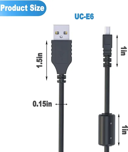 Vista 5 de Ancable UC-E6 - Cable USB de 3 pies USB Mini-B Cable de transferencia de datos universal para cámara digital, compatible con Nikon CoolPix, L, D