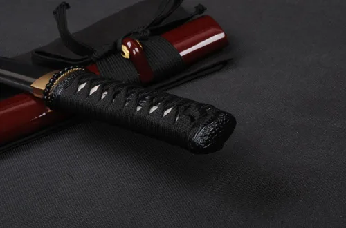 Vista 3 de Katana corta de espiga completa de acero al carbono Samurai japonés Tanto de acero al carbono