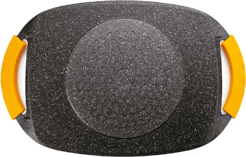 Vista 3 de IBILI Placa de parrilla ondulada, aluminio fundido, negro/amarillo, 14.2 x 8.9 x 1.3 in