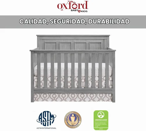 Vista 3 de Oxford Baby Bennett - Cuna convertible 4 en 1, gris rústico, certificado GreenGuard Gold Gris (rustic gray)
