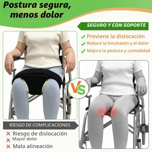 Vista 4 de AOSSA Cuña de abducción, almohada separadora de rodilla para cirugía de reemplazo de cadera, almohada ortopédica de espuma contorneada con correa