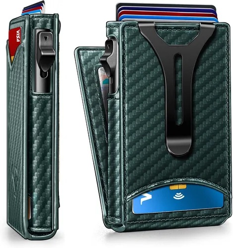 Vista 10 de Cartera BULLIANT para hombre, cartera con clip para billetes delgada para regalo para hombre, 9 tarjetas - Estuche de tarjeta de crédito de metal