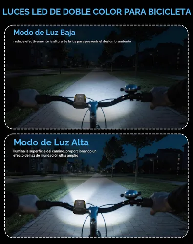 Vista 3 de Luces de bicicleta, 17 LED de 4800 lúmenes, luz de bicicleta con 4 modos, 10000 mAh USB recargable luz de bicicleta para bicicleta con pantalla