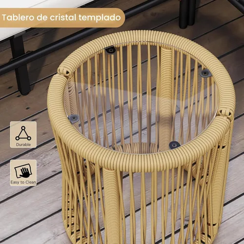 Vista 9 de Yaheetech - Juego de 3 piezas en forma de L, muebles de patio al aire libre