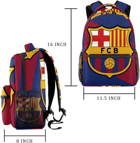 Vista 2 de Bandera de color Fo Barcelona Emblema Mochila para estudiantes, bolsas de hombro para estudiantes, mochila de viaje, mochila escolar universitaria