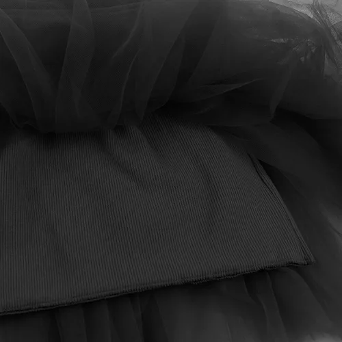 Vista 2 de Vestido de Tutú para Niñas Pequeñas, Vestido de Tul Sin Mangas, Estilo Princesa, Vestido de Fiesta de Verano Negro