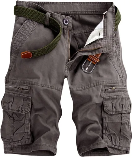 Vista 6 de Mens Khaki Cargo Shorts Classic Fit Multi Pockets Tooling Shorts 6 Inch Inseam Casual Summer Work Beach Shorts #01 Verde Ejército