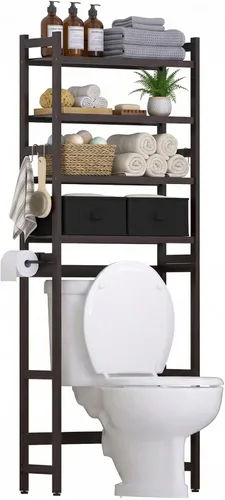 Vista 10 de Homde Estante de almacenamiento para baño sobre el inodoro: bambú ajustable Blanco