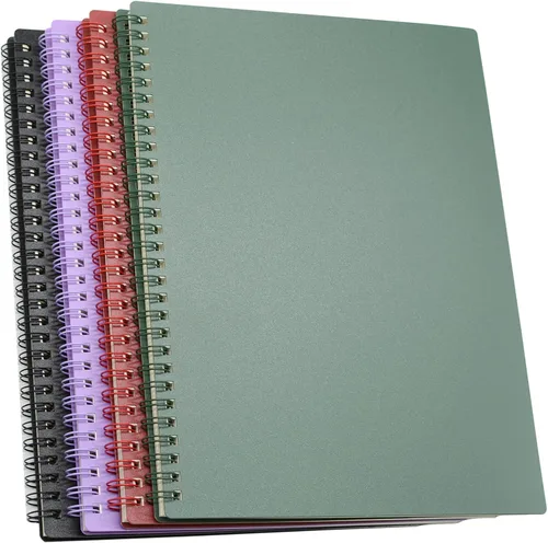 Vista 13 de Yansanido Cuaderno en espiral, 4 piezas A5 con tapa dura gruesa de plástico de 7 mm con líneas universitarias de 4 colores, 80 hojas - 160 páginas