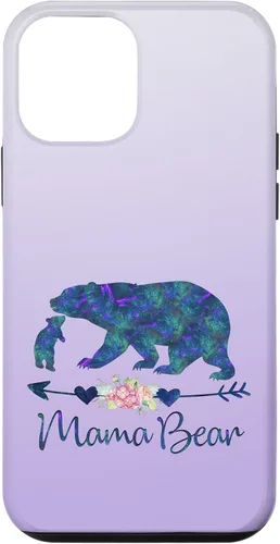 Vista 16 de Teal Blue Purple Floral Mama Bear and One Cub Silver Purple Case for iPhone 17