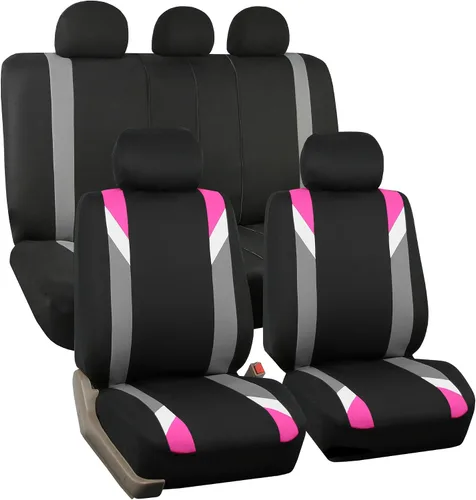 Vista 18 de FH Group Juego delantero de fundas de asientos de automóvil de tela para asientos de respaldo bajo con reposacabezas extraíble, ajuste universal