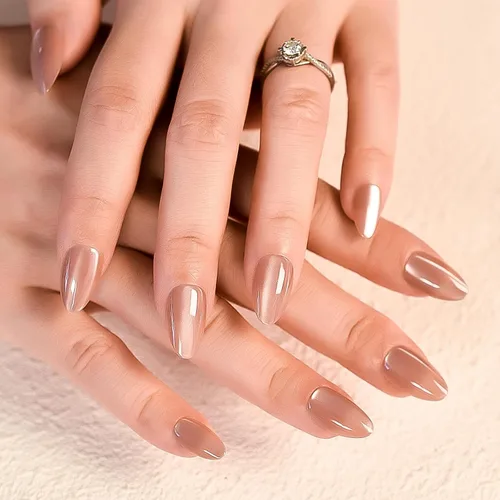 Vista 7 de Gelnails - Uñas postizas cortas a presión con punta francesa blanca, 30 Almendra francesa blanca