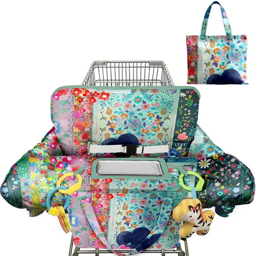 Vista 14 de Funda negra para carrito de compras para bebé, funda para silla alta 2 en 1, con arnés de seguridad, multifuncional, patrón de perro, fundas