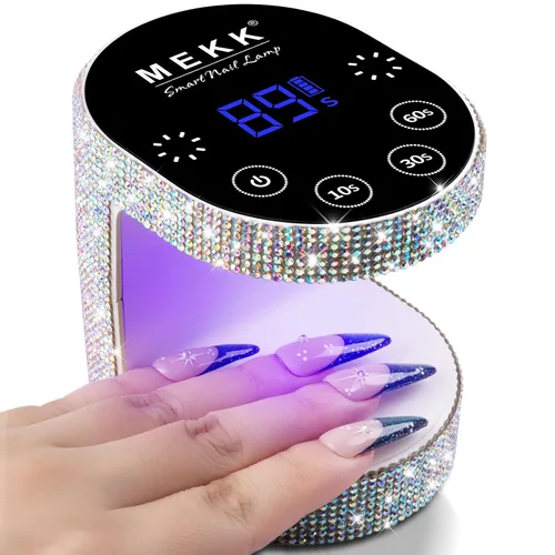 Vista 10 de MEKK Mini luz UV inalámbrica para uñas de gel – Mini lámpara de uñas LED UV recargable de 24 W con control táctil y sensor automático, pequeña