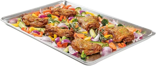 Vista 2 de Restaurantware Met Lux - Sartén industrial para hornear de 26 x 18 pulgadas, 1 sartén de panadería de tamaño completo, bordes con bordes que