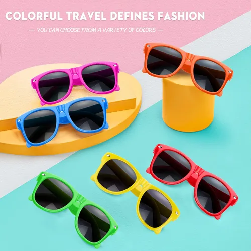 Vista 2 de GINMIC Gafas de sol para niños, regalos de fiesta, paquete de 12 lentes de sol neón para niños, niños y niñas, gran regalo para suministros