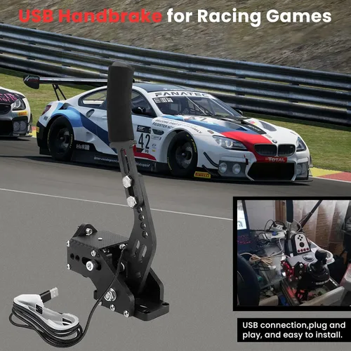 Vista 4 de Endxedo PC Racing Game USB Handbrake 16Bit Simulate Linear Handbrake for Racing Games, Compatible with Logitech G27 G29 G920 G923 T500 T300 with