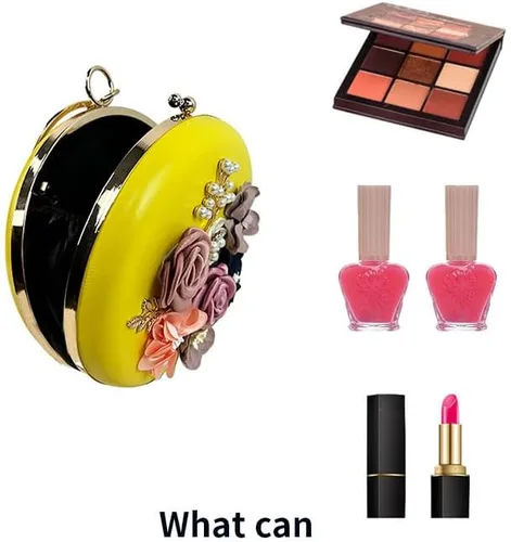 Vista 6 de Bolso de mano para mujer 3D rosa nude floral bolso de mano Hecho a mano con perla Boda nupcial diurna fiesta de noche