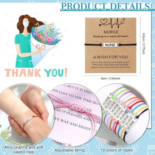 Vista 2 de Kigeli 30 unidades de regalos para enfermera, estetoscopio a granel, pulsera de agradecimiento con corazón, regalos de bendición, pulseras