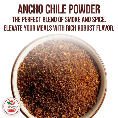 Vista 7 de Polvo de Chile Ancho Molido 1 LB (16oz) – Completamente Natural - Usar Para Recetas Como Mole Mexicano, Salsas, Guisos, Salsa, Carnes, Enchiladas.