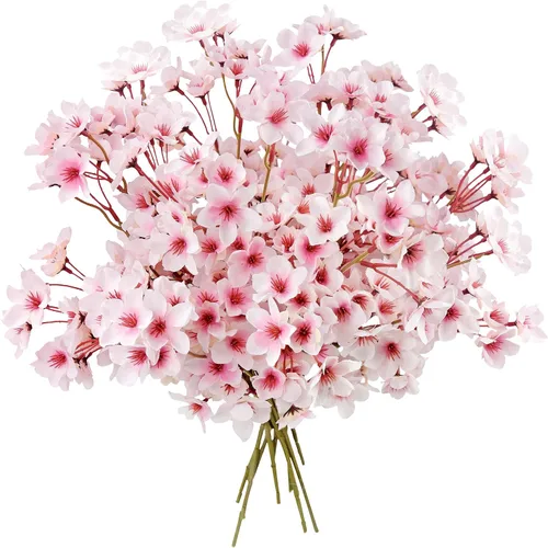Vista 10 de FiveSeasonStuff Tallos de seda de flor de cerezo real Touch, flores artificiales para decoración del hogar, bodas y eventos
