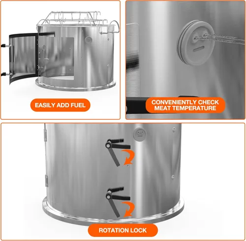 Vista 3 de onlyfire Kit para ahumar parrilla de acero inoxidable, accesorio para colgar costillas para parrillas Weber de carbón de 18 pulgadas, convierte tu