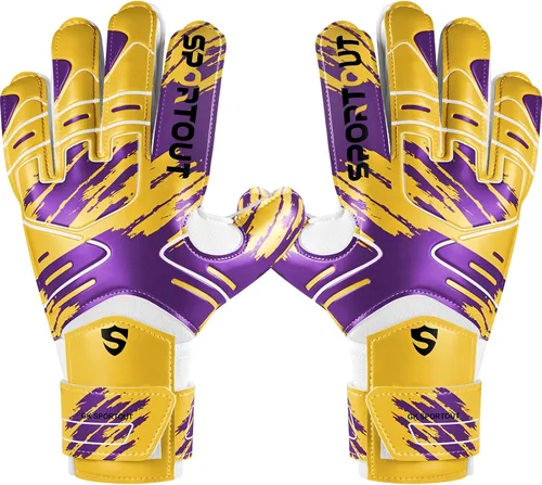 Vista 12 de Sportout Guantes de portero para jóvenes y adultos, agarre fuerte para las paradas más difíciles, con protección en los dedos y látex de 4+3MM