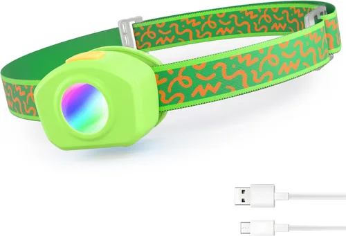 Vista 14 de EverBrite Linterna frontal LED recargable para niños con modo RGB y diadema ajustable, 3 modos multicolor para acampar, leer, explorar, senderismo