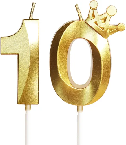 Vista 71 de Velas de cumpleaños número 10 para pastel, velas de oro rosa número 10 con corona, diseño 3D, decoración de pastel de cumpleaños para niñas