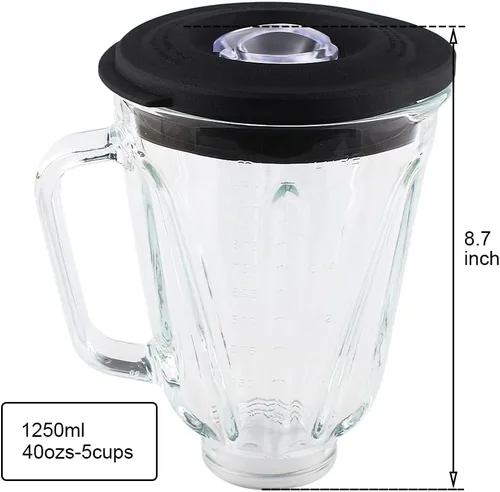 Vista 2 de Piezas de repuesto 5cups Tarro de vidrio con collar y cuchilla SPB-7CH-LR, compatible con licuadora Cuisinart