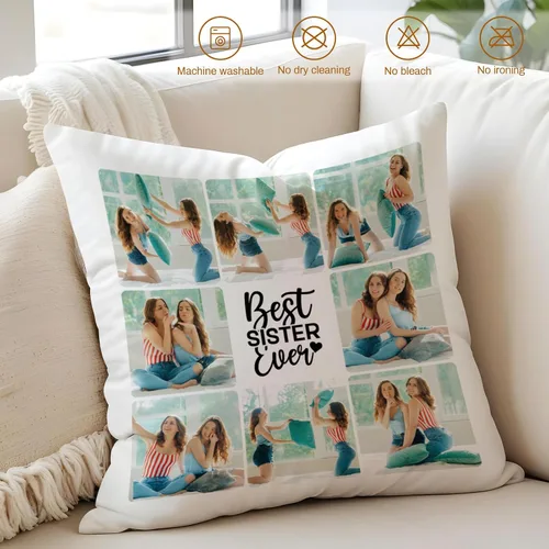 Vista 8 de Almohada personalizada con relleno, almohadas personalizadas con texto de imagen, impresión de doble cara 5 tamaños y 10 colores, almohada 1 Foto