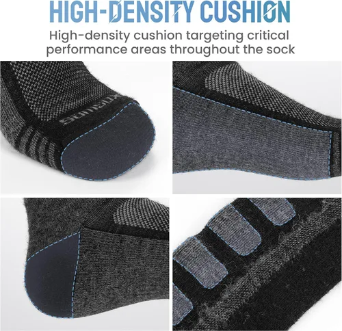 Vista 5 de 2 pares de calcetines de esquí de lana merina, fabricados en Estados Unidos, calcetines de esquí y snowboard para hombres y mujeres (Ashland)