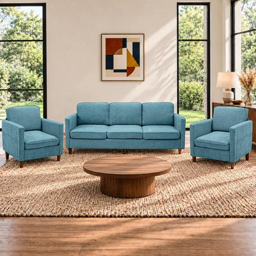 Vista 49 de Kingfun Juego de 2 sillas decorativas, sillas de sala de estar, sillón de lectura de mediados de siglo, felpilla con pie de madera maciza