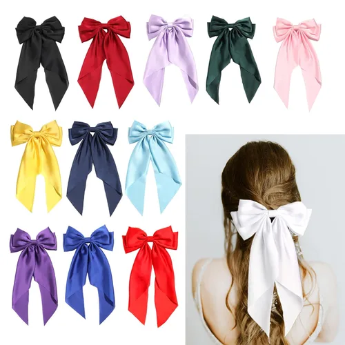 Vista 13 de SUSULU Pinzas para el cabello con lazo de cinta negra con cola larga, horquillas para fiestas y accesorios para mujeres y niñas, 2