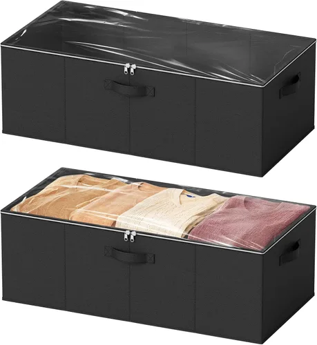 Vista 10 de SpaceAid Paquete de 2 Contenedores de Almacenamiento Debajo de la Cama de 10" de Alto, Organizadores Grandes de Almacenamiento Debajo de la Cama