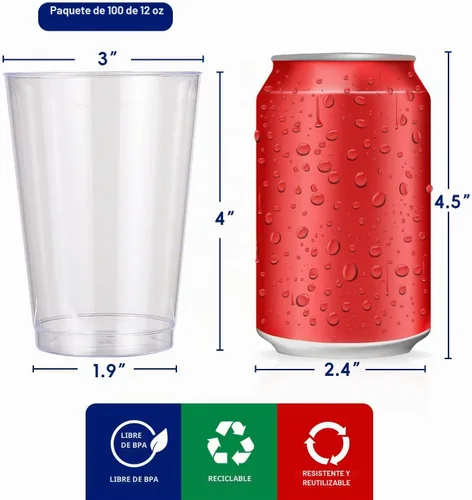 Vista 3 de JOLLY CHEF Vasos de plástico transparente de 12 onzas, paquete de 100 vasos de fiesta resistentes, vasos de plástico desechables para Halloween, día