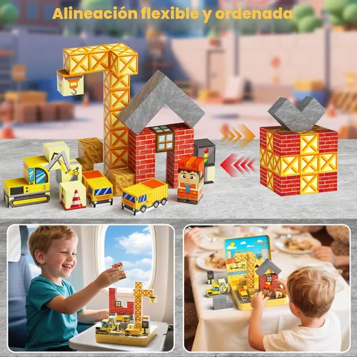 Vista 3 de Magnetic Engineering Travel STEM：49PCS Mini Blocks Kit for Ages 3-8