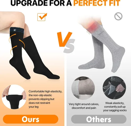 Vista 2 de SNOW DEER Calcetines térmicos para hombres y mujeres, batería recargable de 7.4 V, calentador eléctrico de pies de esquí para caza, pesca, camping